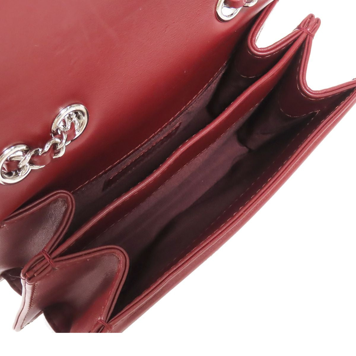 Chanel Braid Chain Burgundy Silver Calfskin Turnlock Braided Shoulder Bag — view 5