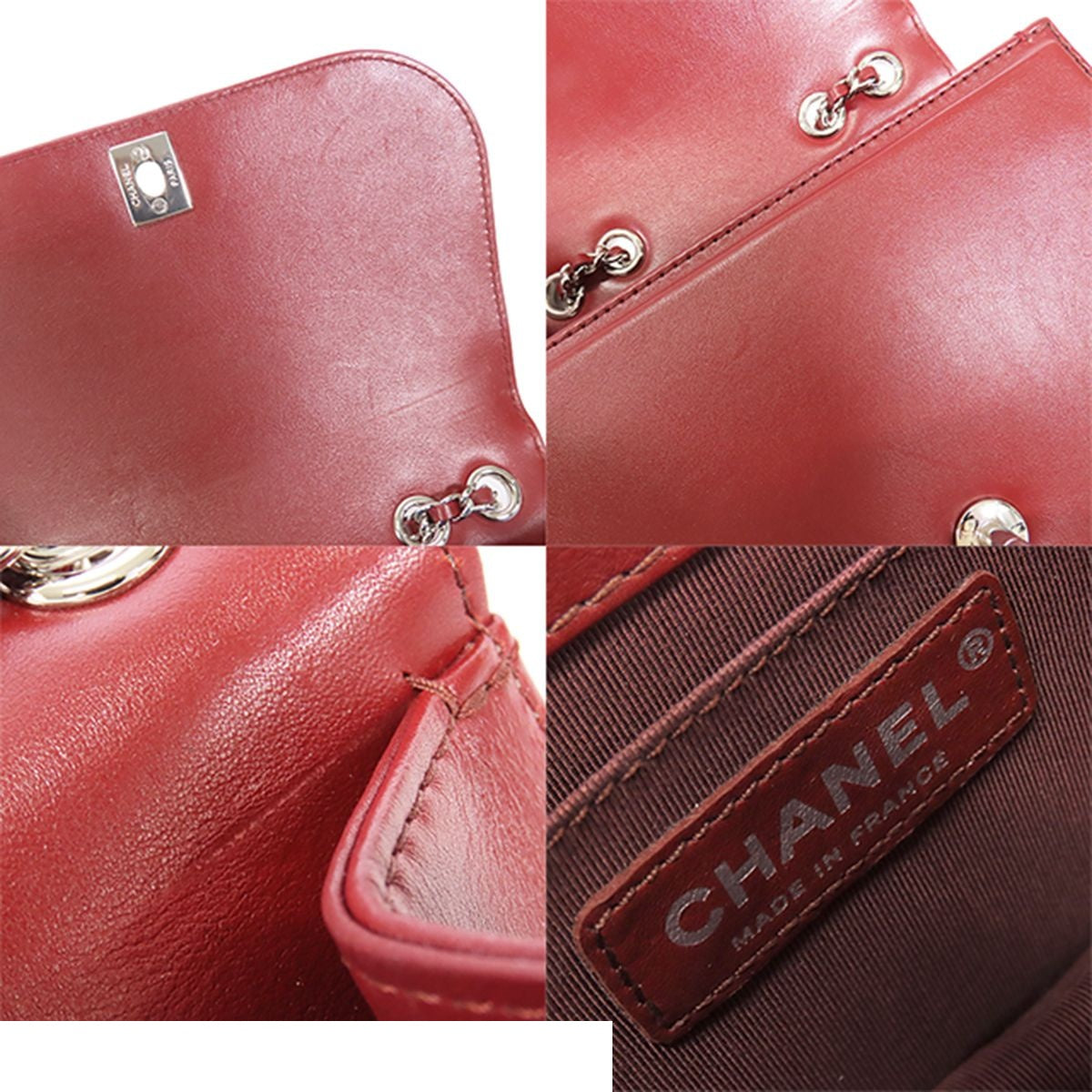 Chanel Braid Chain Burgundy Silver Calfskin Turnlock Braided Shoulder Bag — view 8