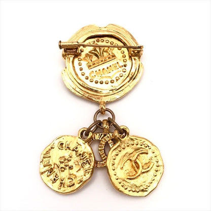 Chanel CC Logo Coin Motif Brooch Gold