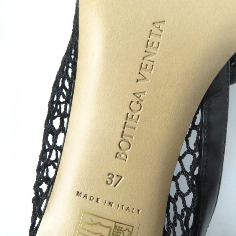 Bottega Veneta Chain Trim Mesh Pumps Black Gold Hardware 37 With