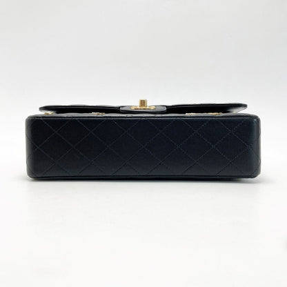 Chanel Matelasse W Flap Icon Charm Chain Shoulder Bag A01112 Black Lambskin
