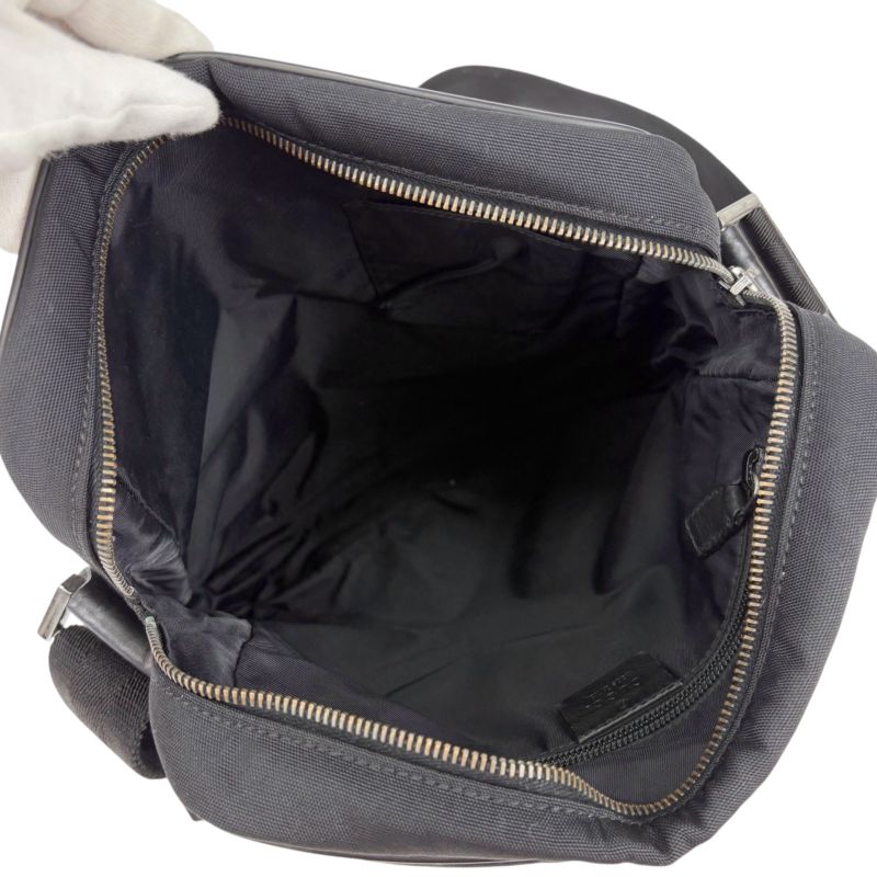 Gucci Crossbody Bag Shoulder Bag Black Cima Leather GG Pattern Nylon Canvas
