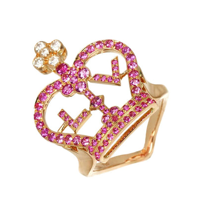 Louis Vuitton Bague Crown 50 Ring Saffiano Diamond 18k PG Pink Gold