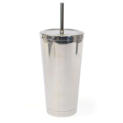 Balenciaga Tumbler Silver Tumbler with Straw Silver