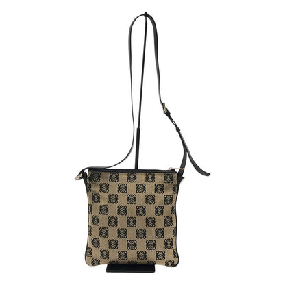 Loewe Anagram Canvas Shoulder Bag Beige Black