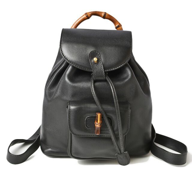 Gucci Preowned Mini Backpack Bamboo Backpack Gucci Bag Vintage Leather Black