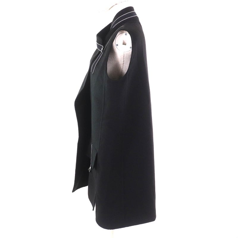 Hermes 100% Cashmere Serie Buttons Long Gilet Vest Black White 40 Made In Italy