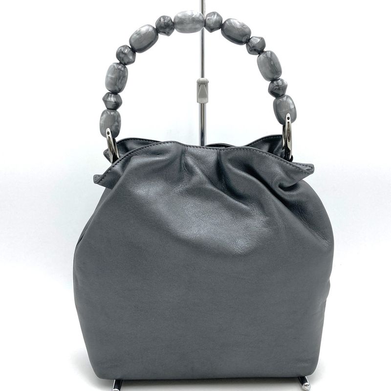Christian DIOR Maris Pearl Handbag Leather Gray Women