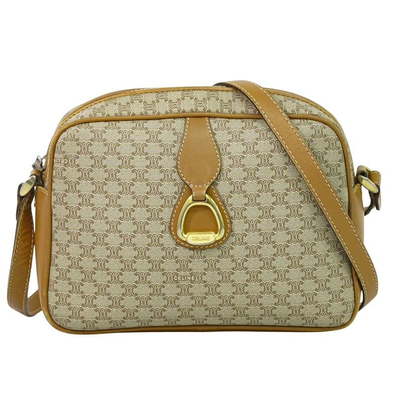 Authentic Celine Macadam Shoulder Bag Pochette PVC Beige Macadam Bag Pre-owned