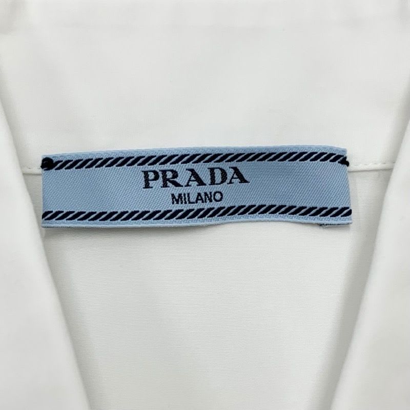 Prada Poplin Dress Cotton White Triangle Logo Set Suit