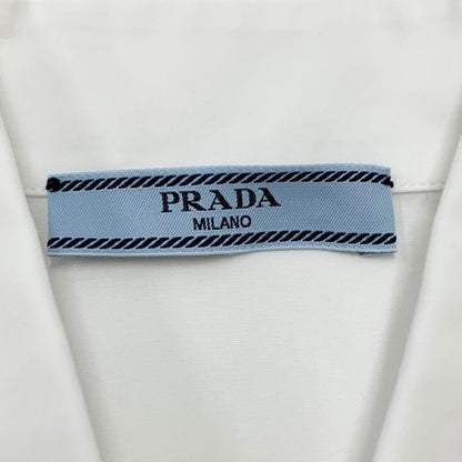 Prada Poplin Dress Cotton White Triangle Logo Set Suit