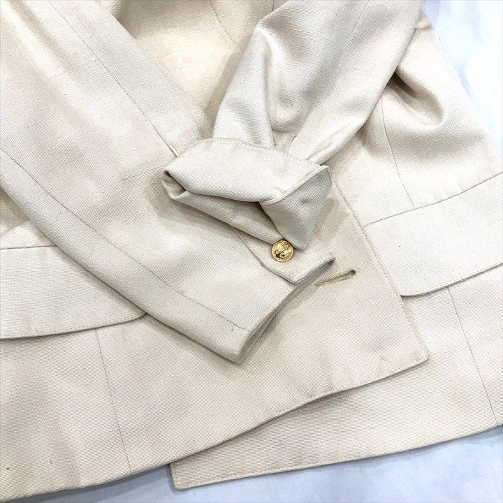 Hermes Jacket Silk Set Skirt Top and Bottom Set Suit Beige