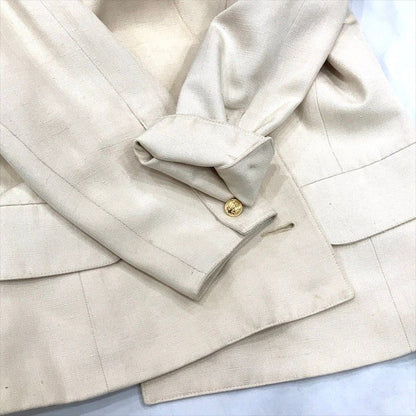 Hermes Jacket Silk Set Skirt Top and Bottom Set Suit Beige