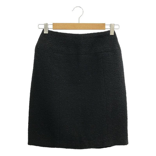 Chanel 90 S 1994 AW Wool Tweed Back Zip Skirt Fully Lined With Coco Mark 40