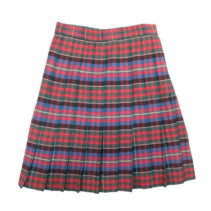 Saint Laurent Vintage Yves Tartan Check Pleated Skirt Knee Length 36 Red Multi
