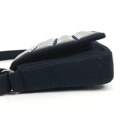 Chanel Shoulder Bag Ice Cube Cotton Black