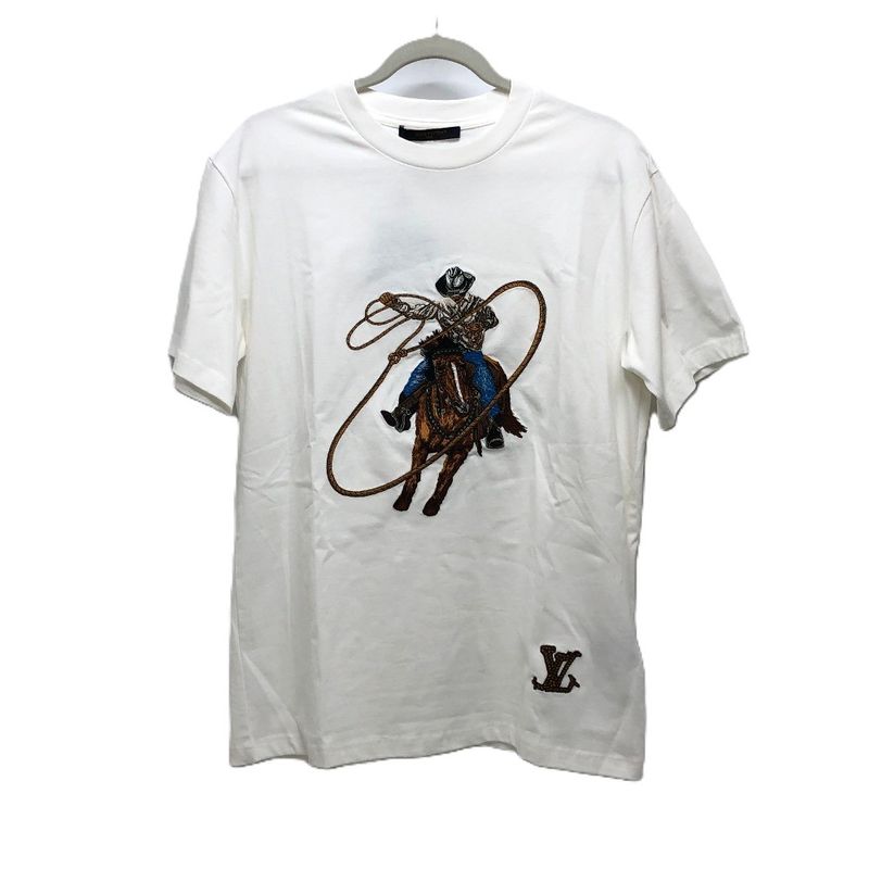 Louis Vuitton Short Sleeve T-shirt Graphic Embroidered 1afxnm Cotton White