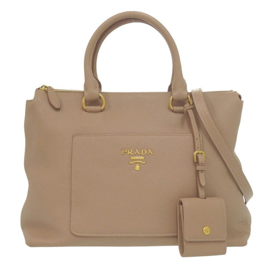 Prada 2-Way Gold Leather Cameo Cammeo Beige Shoulder Bag