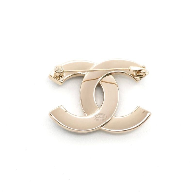 Chanel Brooch Corsage Gold Black White Here Mark Bicolor Pearl