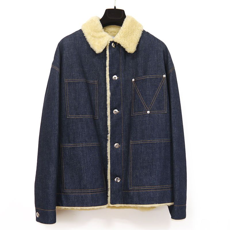 Bottega Veneta Denim Boa Jacket 707946 Size 44