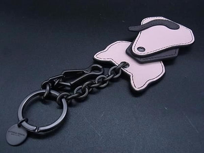 Bottega Veneta Leather Cat Key Holder Charm Brown And Pink-beige Au1264