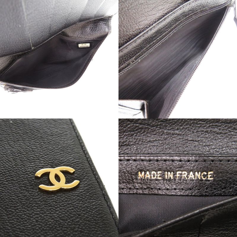 Chanel Coco Marc Lambskin Black 1308 Black Bifold Wallet Chanel