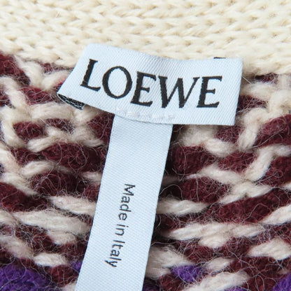 LOEWE D3279080sm Wool Alpaca Silk Cashmere Blend Argyle Knit Cardigan Ivory