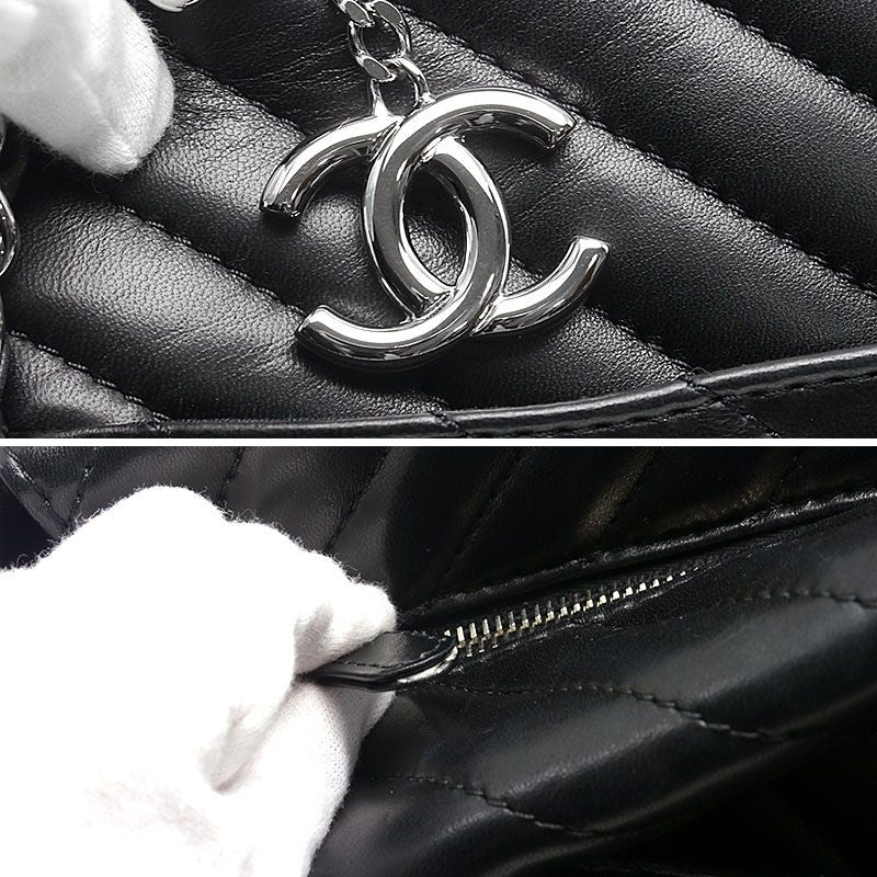 Chanel V Stitch Chain Tote Silver Hardware Tote Bag A4 Size
