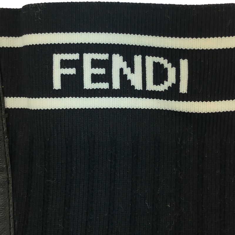 Fendi 17aw Knee-High Long Knit Boots Black 37