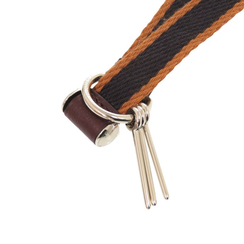 Hermes Carnaby Canvas/leather Brown Silver Hardware Engraved C (2018) Necklace