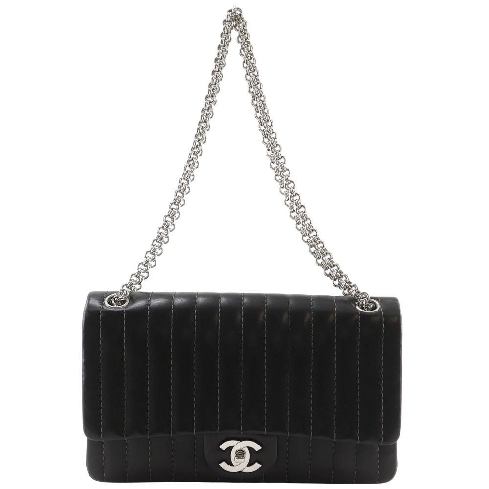 Chanel Mademoiselle Chain Shoulder Calf Black Bag