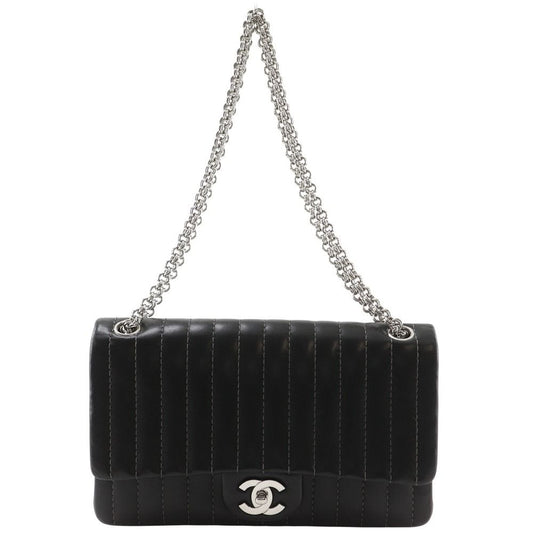 Chanel Mademoiselle Chain Shoulder Calf Black Bag