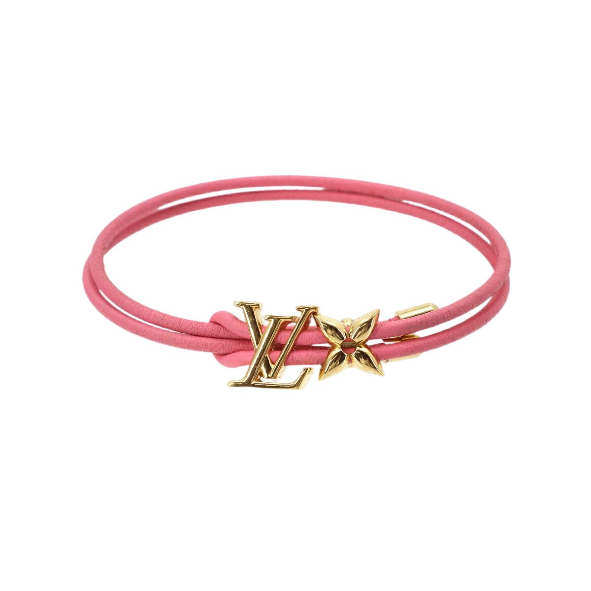 Louis Vuitton Bracelet LV Blue Leather Pink Gold