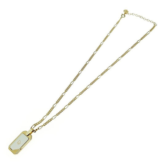 Christian Dior GP Logo Plate Necklace Gold