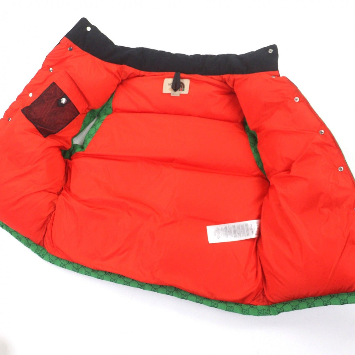 Gucci the North Face GG Pattern Logo Embroidery Gilet Down Vest Green — view 4