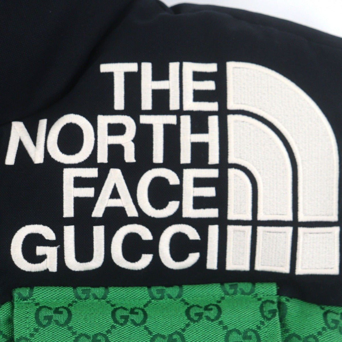 Gucci the North Face GG Pattern Logo Embroidery Gilet Down Vest Green — view 5