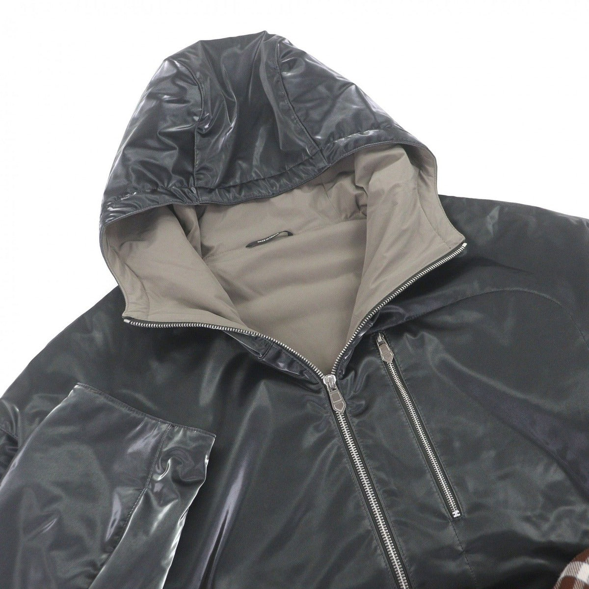 Hermes Series Button Logo Zip Nylon Jacket Hoodie Charcoal Khaki 50 — view 2