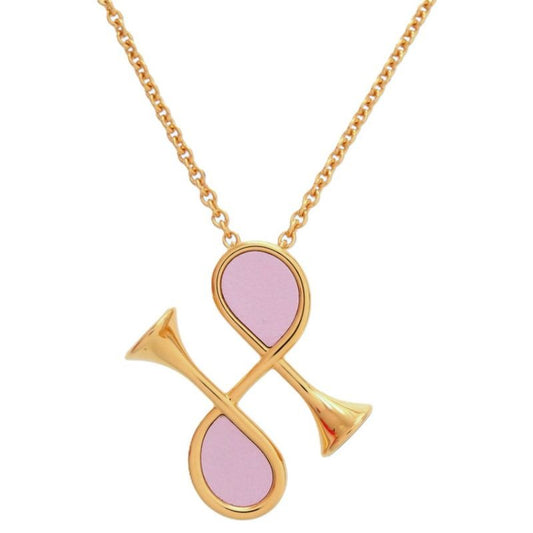 Hermes Col H GP Swift Mauve Pale Gold Hardware Necklace 0834