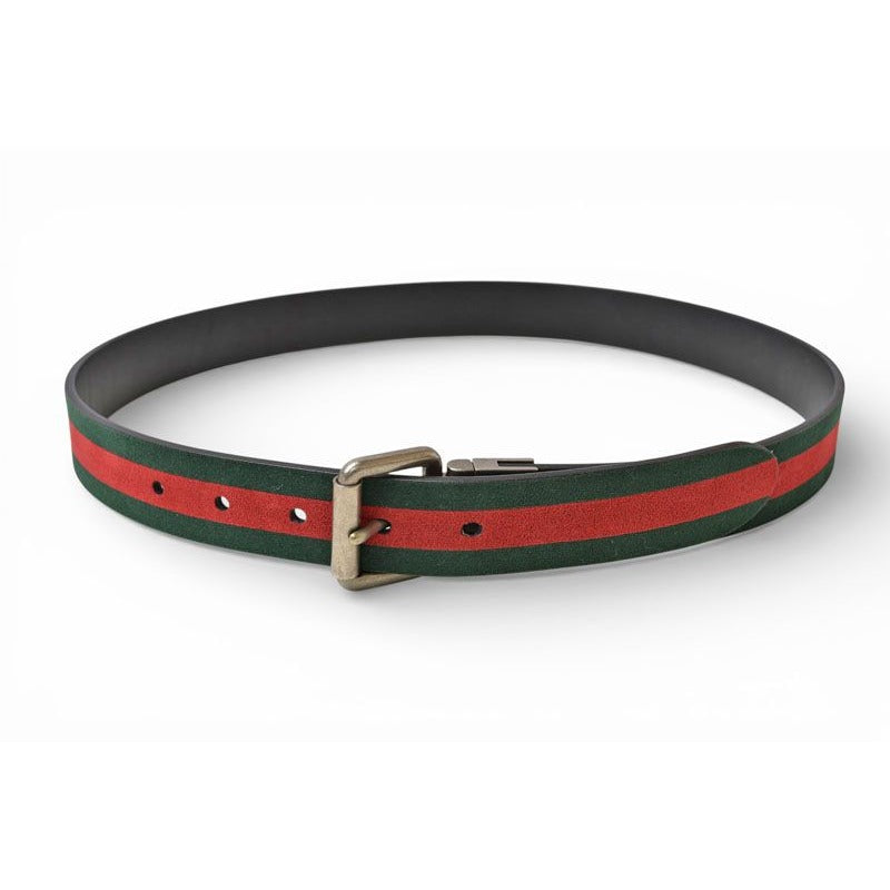 Gucci Belt Reversible 85 Leather Sherry Line Black Green Red — view 6