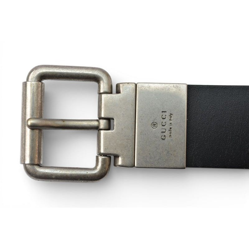 Gucci Belt Reversible 85 Leather Sherry Line Black Green Red — view 9