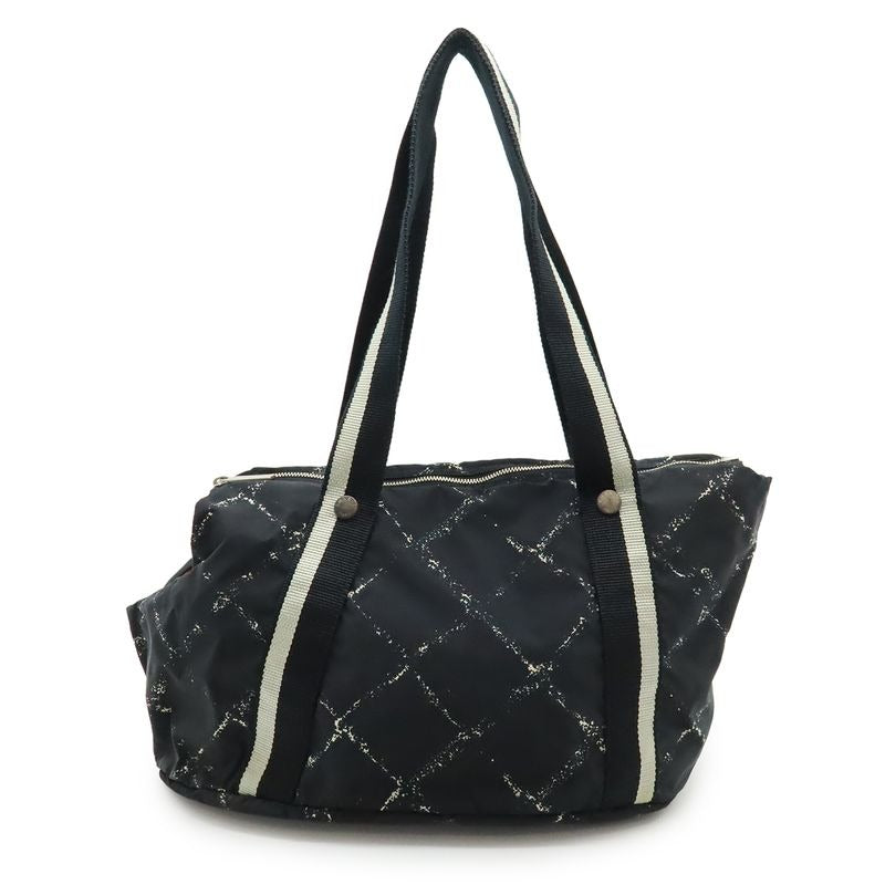 Chanel Travel Line Dog Carrier Pet Carry Tote Bag Cat Nylon Black Red