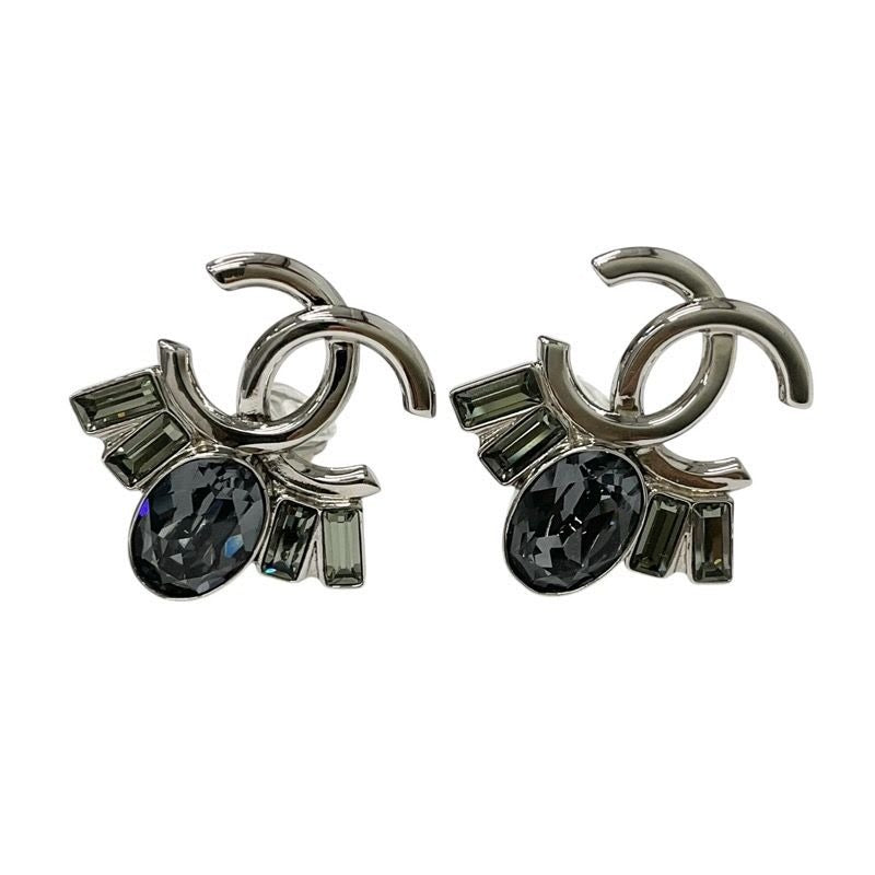 Chanel Earrings Silver Coco Mark Bijou