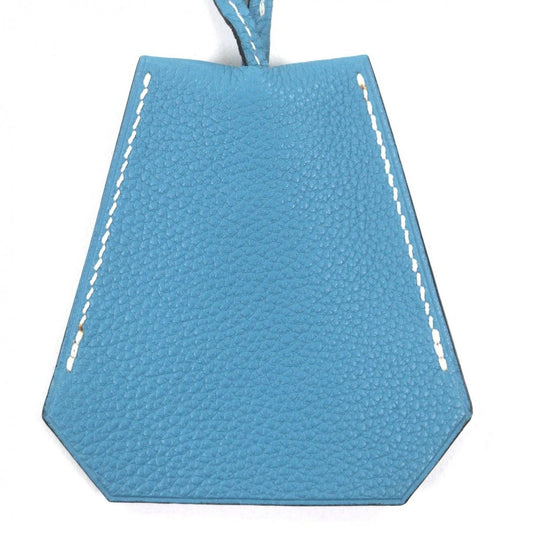 Hermes Large Clochette Leather Martin Margiela Era Key Ring Necklace Blue Jean