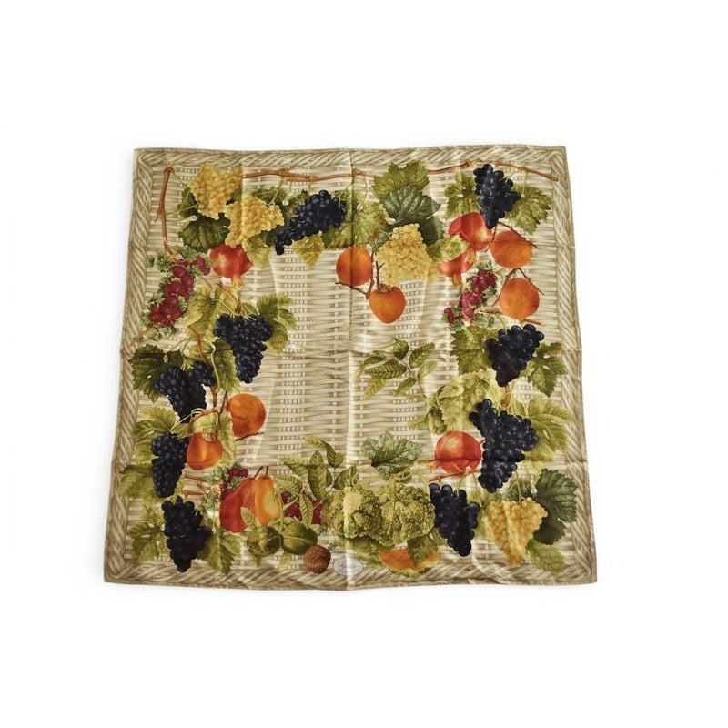 Gucci Scarf Vintage Large Fruit Pattern Beige Multi