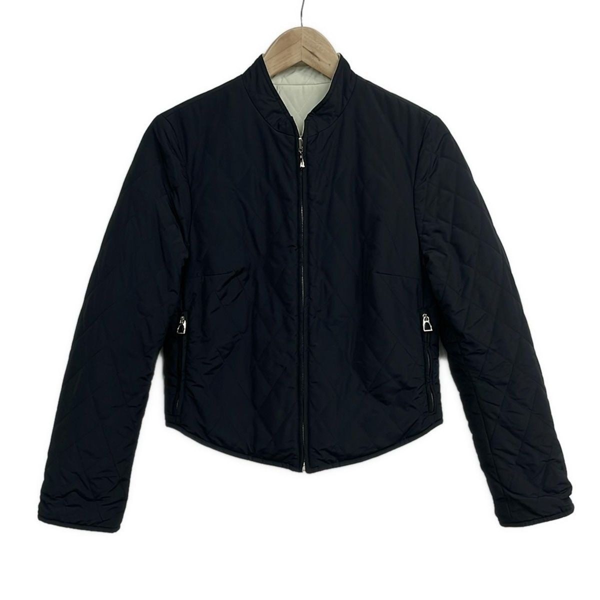 Hermes Jacket S Black Ivory Quilted Reversible
