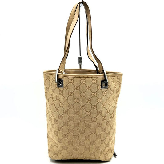 Gucci 31244 Tote Handbag Small Beige GG Canvas/leather Ladies Men Fashion