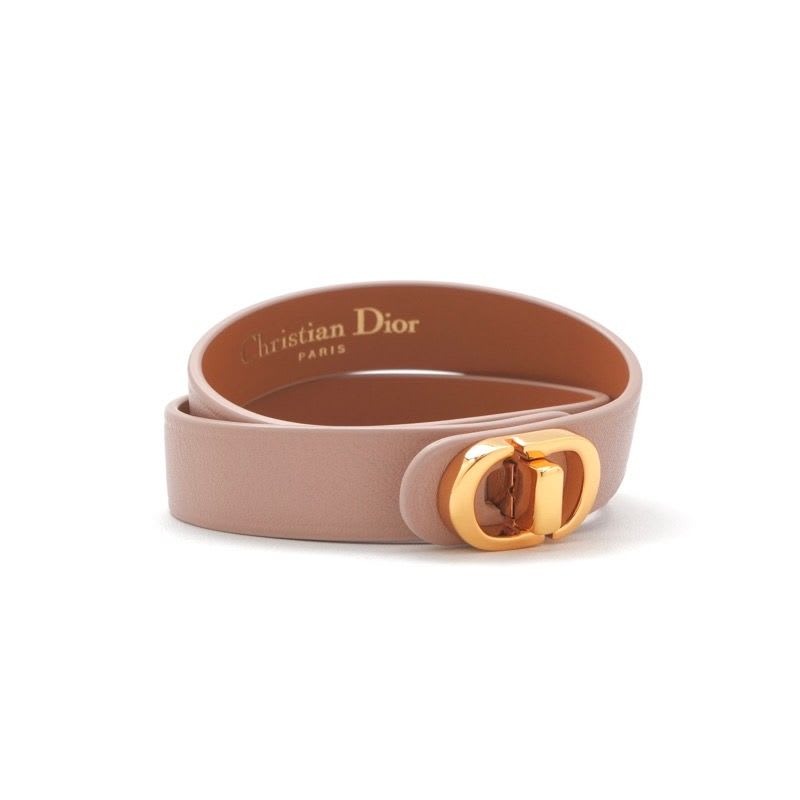Christian Dior 30 Montaigne Bracelet Double CD Logo Leather Pink