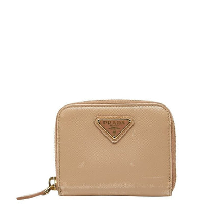 Prada Coin Case Card Purse Beige Saffiano