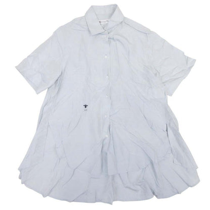 Dior Hem Line Short Sleeve Shirt Cdlogo Bee Embroidery Blouse Top Silk 36 Light