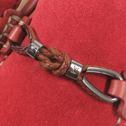 Louis Vuitton LV Logo Hardware Suede Leather Loafers Driving Shoes Red 6.5 Made